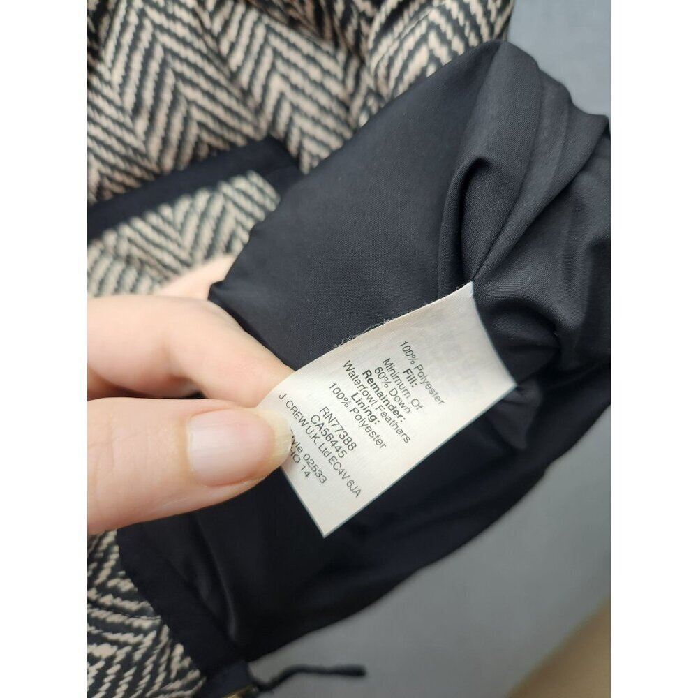 J.Crew Womens Quilted Puffer Vest  60% Down Black & White Herringbone Pattern S - Picture 5 of 9